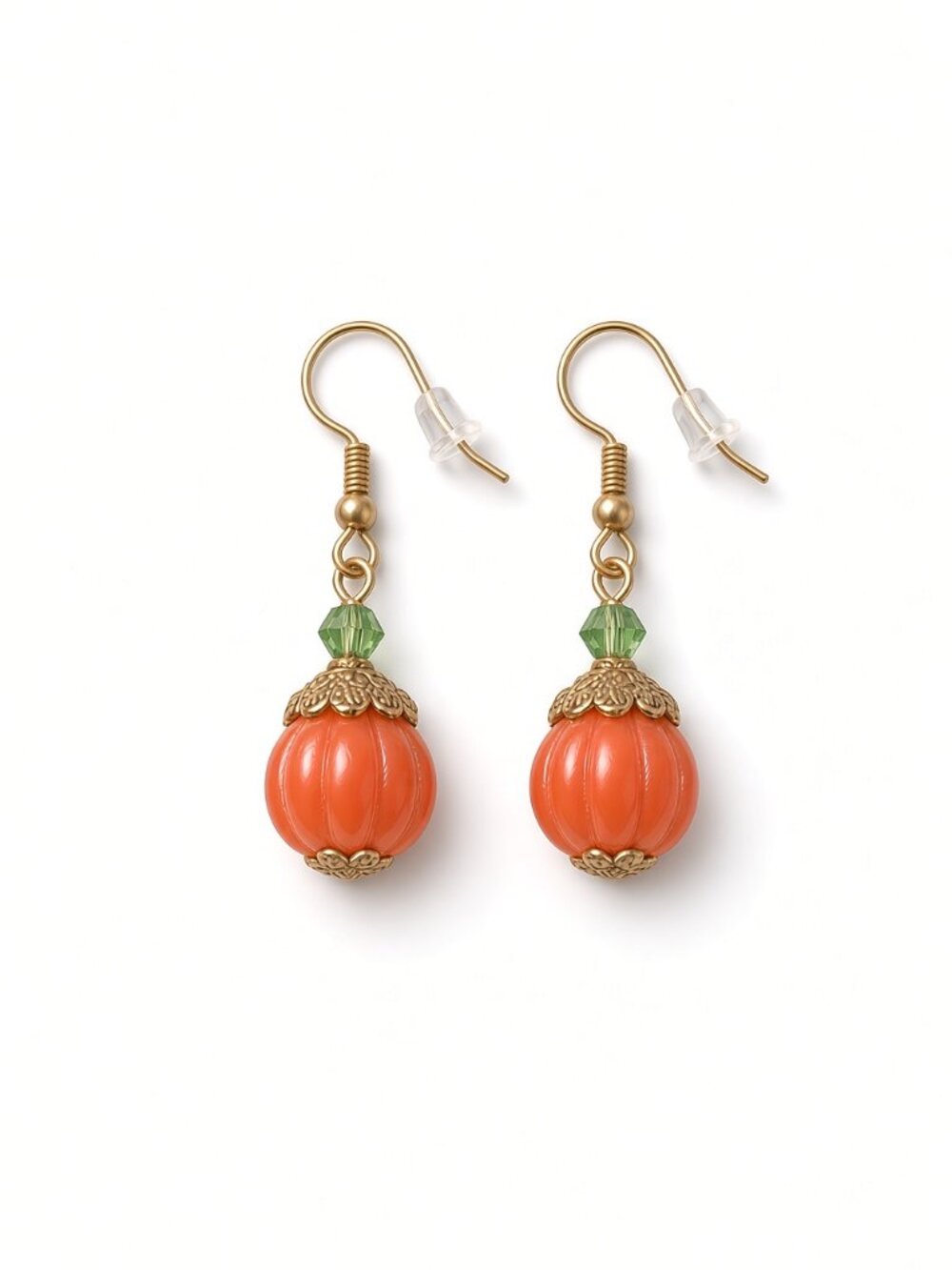 Brand New Pumpkin Dangle Earrings Gold Halloween Fall